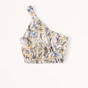 Abercrombie Asymmetrical One-Shoulder Linen Blend Top NWT Size Small